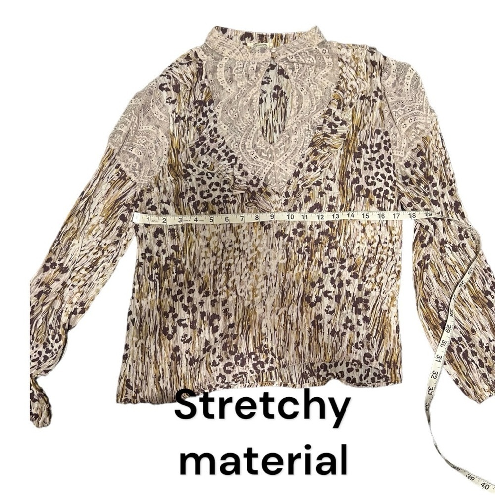 Gimmicks stretchy animal print gold metallic lace western top size L EUC - Picture 11 of 12